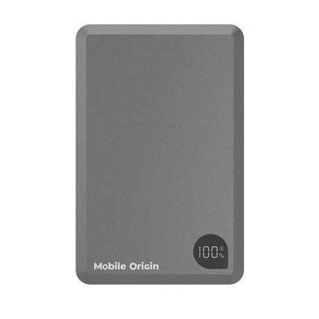 Mobile Origin 30W 20 000 mAh Powerbank med USB-C & Trådløs Lading – MagSafe Kompatibel – Grå