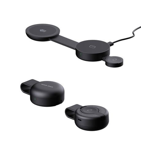 Mobile Origin 3-i-1 Sammenleggbar Trådløs Qi2-Lader for Smarttelefon / Apple Watch / Hodetelefoner - 25W - Svart