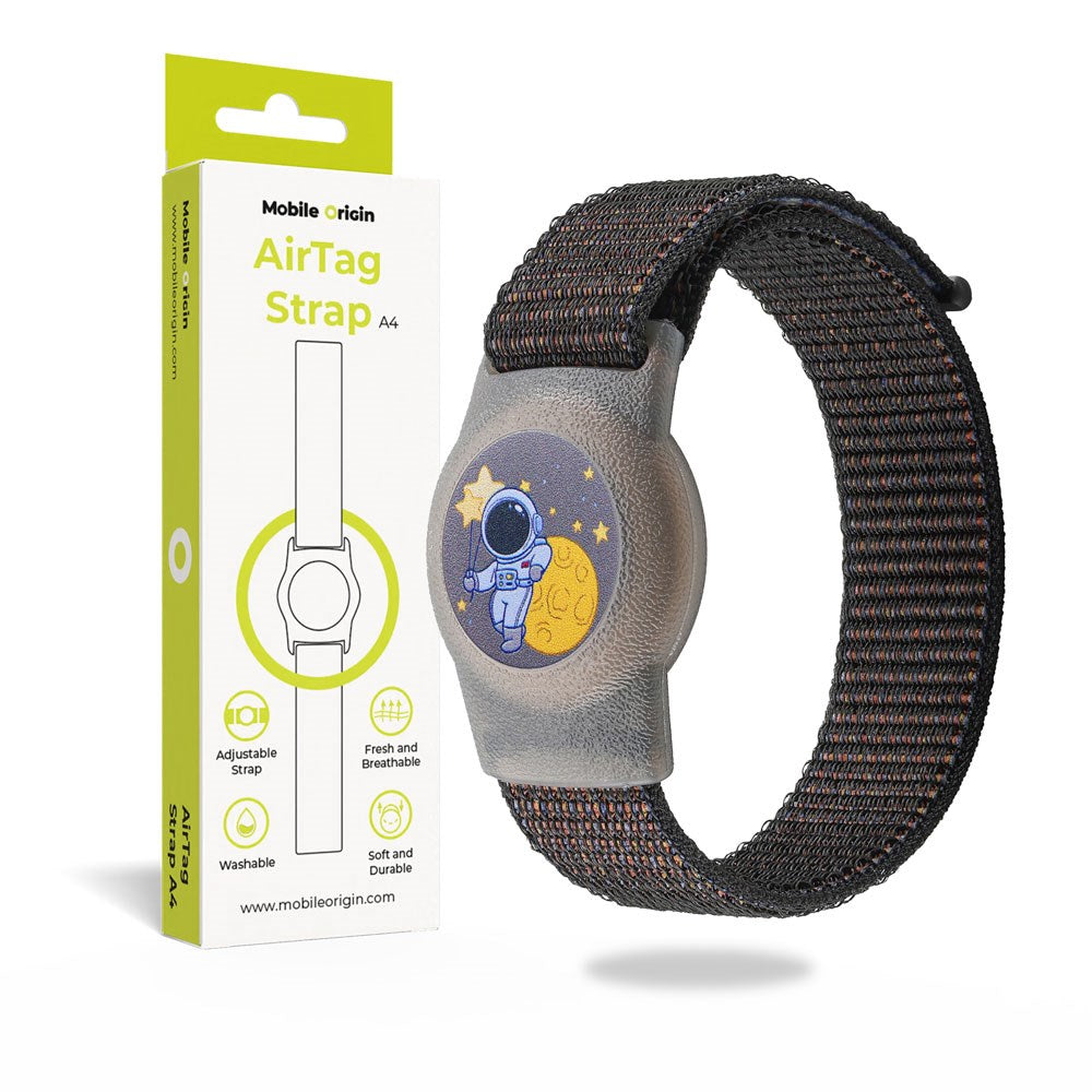 Mobile Origin Apple AirTag Nylon Rem for Barn - Svart Astronaut