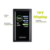 Mobile Origin 165W PowerBank m. Display & Lommelykt - 2x USB-C & 1x USB-A - 30.000 mAh - Svart