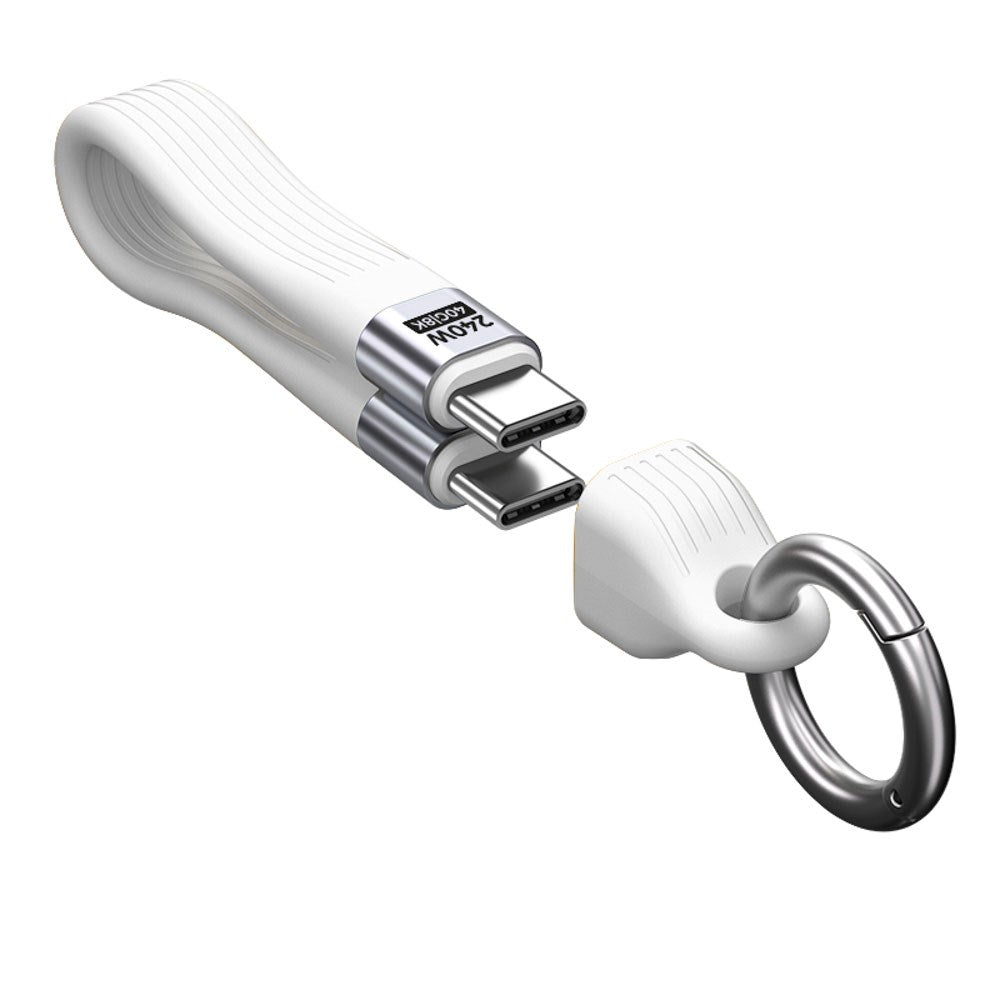 Mobile Origin 240W USB-C til USB-C Nøkkelringkabel - 13cm - Hvit