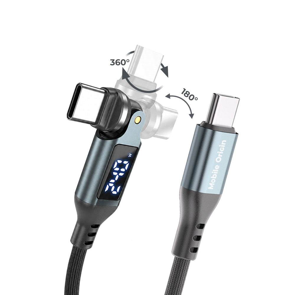 Mobile Origin 240W Display 540° Roterbar USB-C til USB-C Kabel - 1.8m - Svart