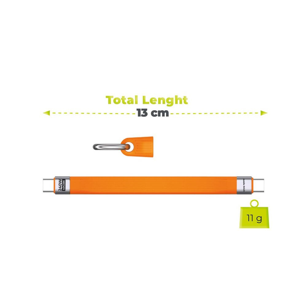 Mobile Origin 240W USB-C til USB-C Nøkkelringkabel - 13cm - Oransje
