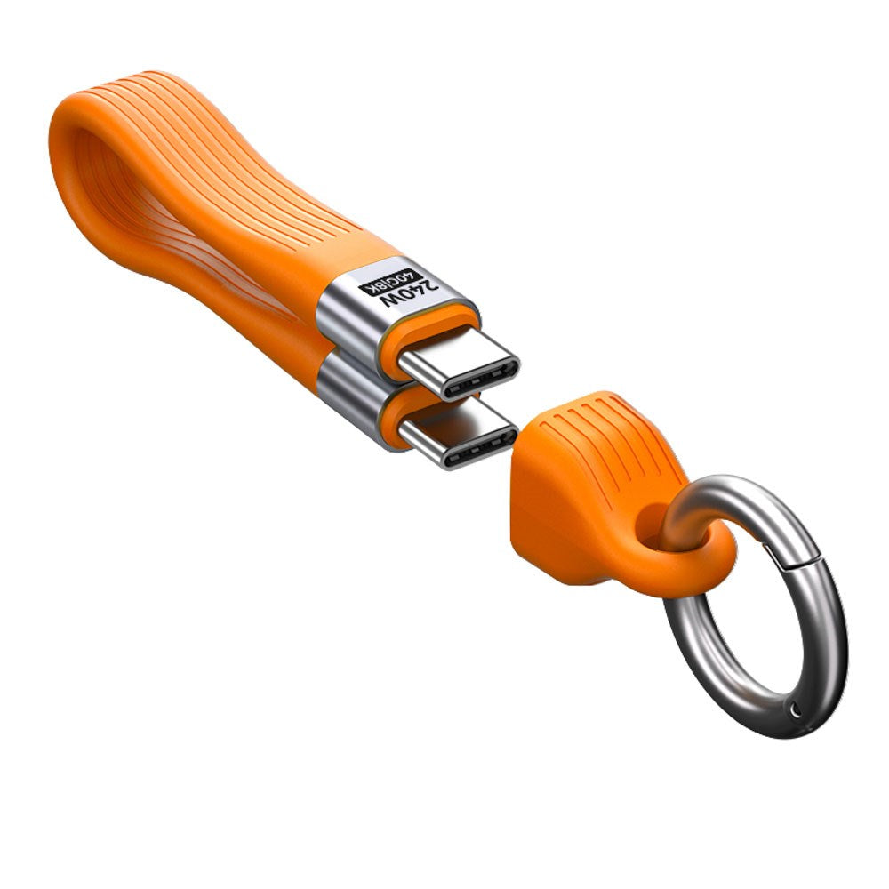 Mobile Origin 240W USB-C til USB-C Nøkkelringkabel - 13cm - Oransje