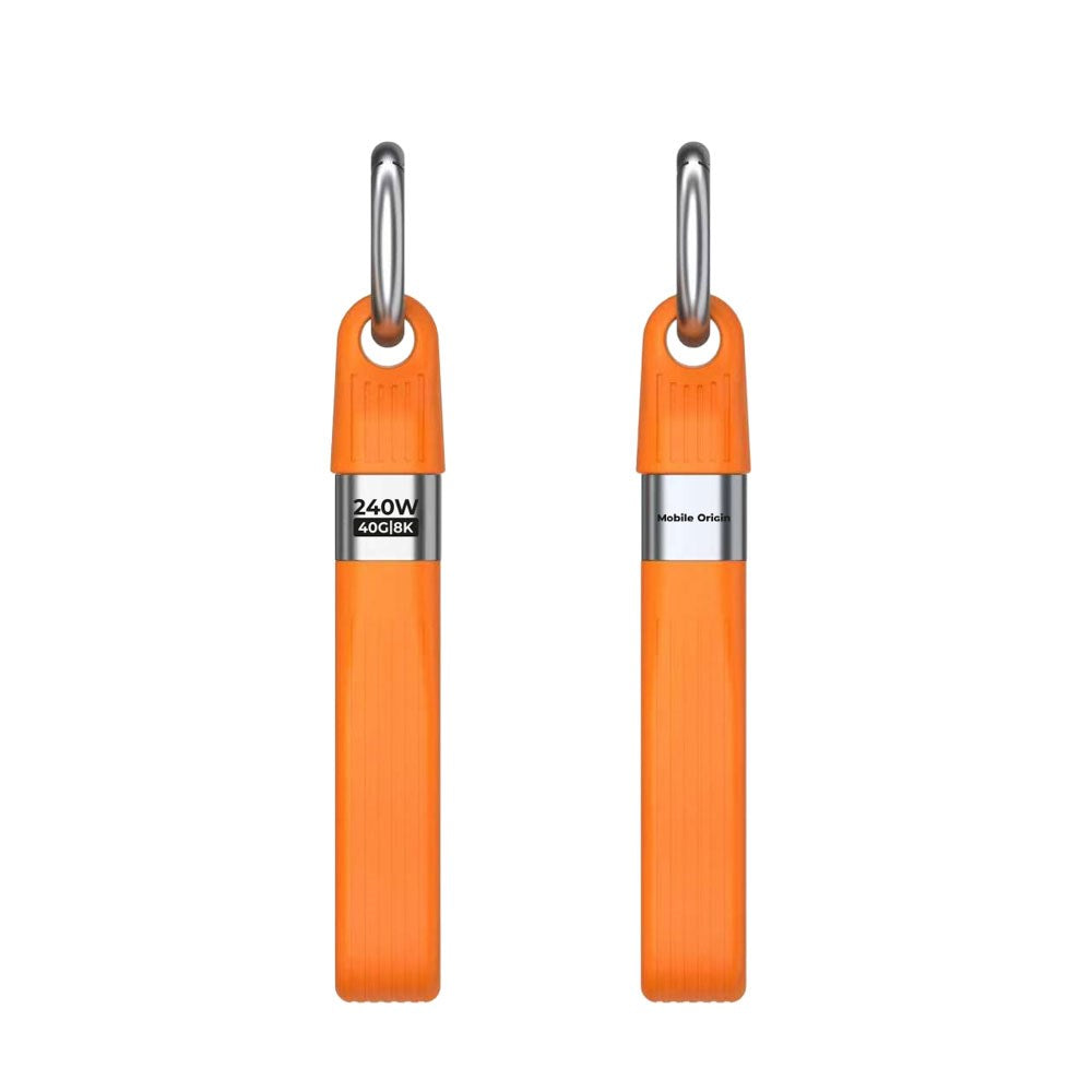Mobile Origin 240W USB-C til USB-C Nøkkelringkabel - 13cm - Oransje