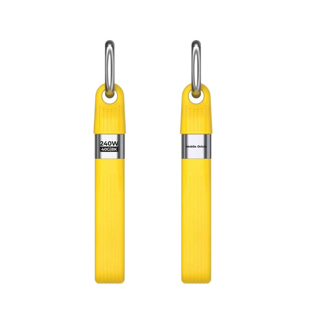Mobile Origin 240W USB-C til USB-C Nøkkelringkabel - 13cm - Gul