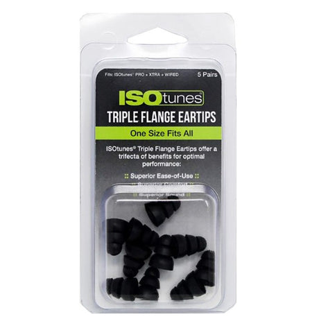 ISOtunes Ørepropper Triple Flange til ISOtunes In-Ear Headset - 5 Par - Svart