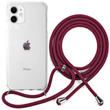 iPhone 11 Plastdeksel med Snor / Stropp – Gjennomsiktig/Rød