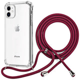 iPhone 11 Plastdeksel med Snor / Stropp – Gjennomsiktig/Rød