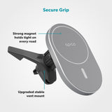 Epico Magnetisk Mobiltelefonholder for Bil m. 15W Trådløs Lading og 18W Billader - MagSafe-Kompatibel - Space Grey