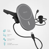 Epico Magnetisk Mobiltelefonholder for Bil m. 15W Trådløs Lading og 18W Billader - MagSafe-Kompatibel - Space Grey