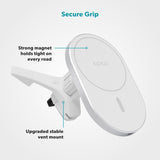 Epico Magnetisk Mobiltelefonholder for Bil m. 15W Trådløs Lading og 18W Billader - MagSafe-Kompatibel - Hvit