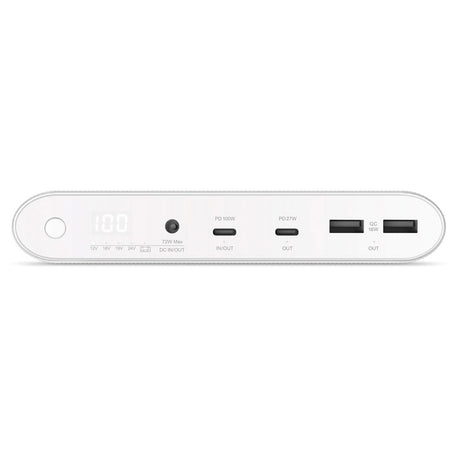 Epico Multi Powerbank m. USB-C, USB-A, DC + Billader - 26 800 mAh - Hvit