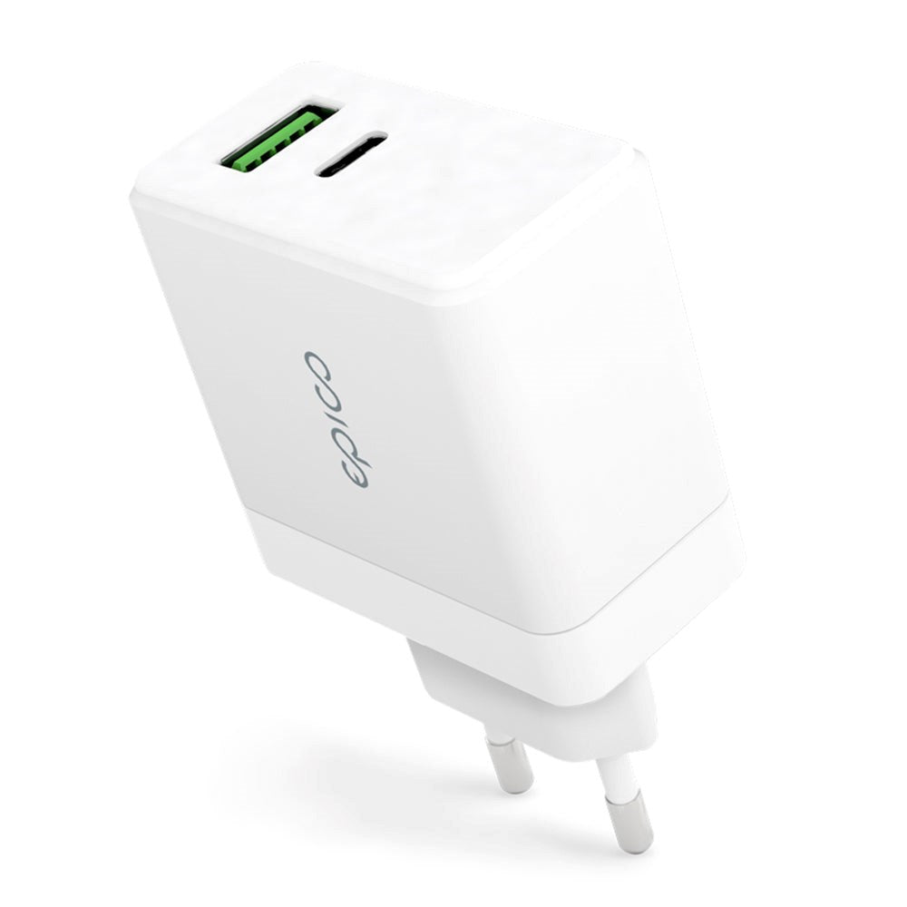 Epico Vegglader PD 65W GaN m. USB-C & USB-A - Hvit