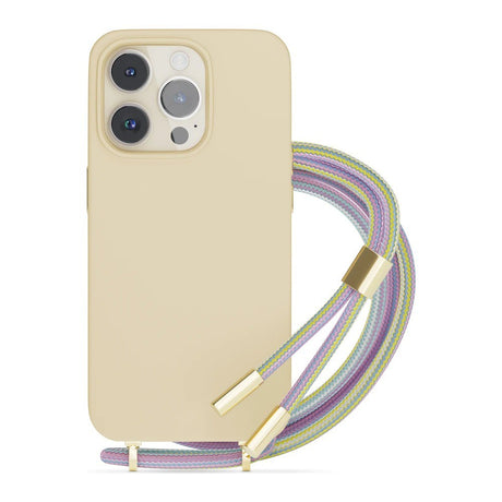 Epico iPhone 14 Pro Silikon Necklace Deksel - Beige