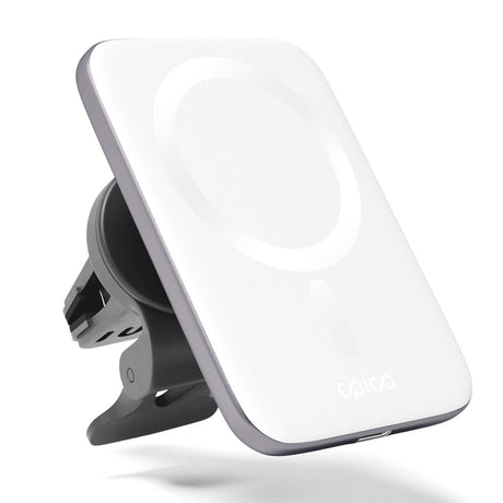 Epico Magnetisk Mobiltelefonholder for Bil med 7,5W Trådløs Lading - MagSafe-Kompatibel - Hvit