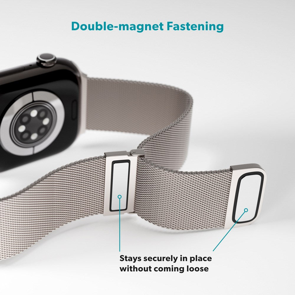 Apple Watch (38/40/SE/41/42mm) Epico Milanese+ (Plus) Rustfri Stål Rem - Starlight