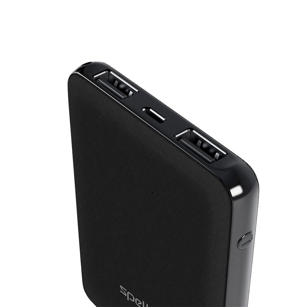 Spello Pocket Powerbank 10W med 2 x USB-A - 5000 mAh - Svart