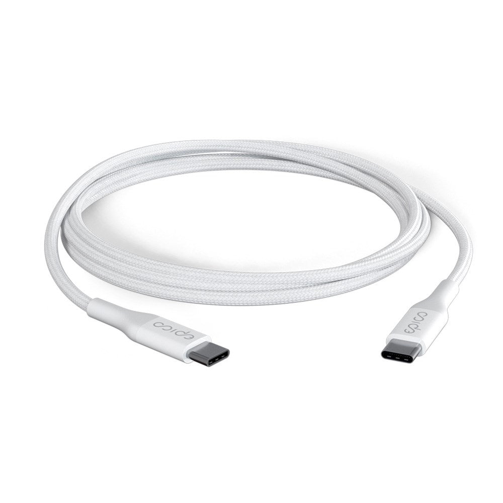 Epico Braided USB-C til USB-C Kabel PD 100W - 120cm - Hvit