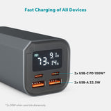 Epico 100W Aluminiums Powerbank 20.000 mAh med 2 x USB-A & 2 x USB-C - Grå