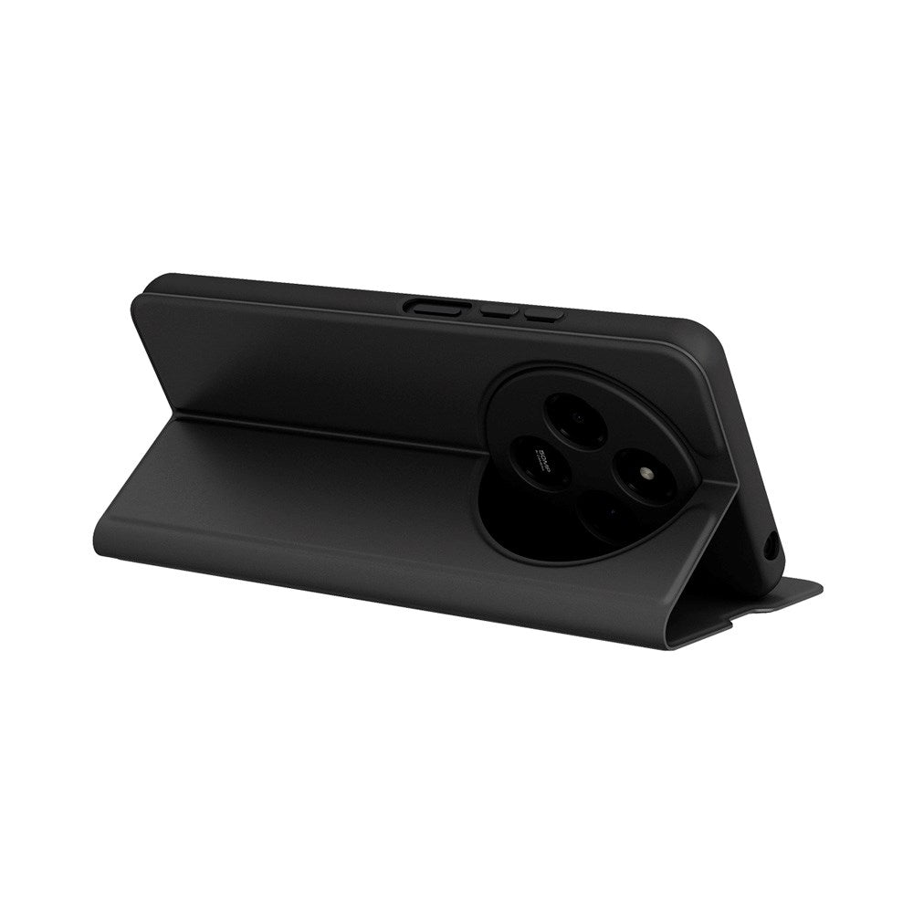 Spello Xiaomi Redmi 14C Kunstskinn Flip Deksel med Stativfunksjon - Svart