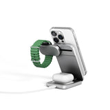 Spello ForceBase Sammenleggbar 3-i-1 Trådløs Qi2 Lader 15W - MagSafe Kompatibel - Sølv