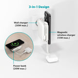 Epico UltraPack Mag+ 3-i-1 Reise PowerBank 10.000 mAh - MagSafe Kompatibel - Hvit