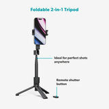 Epico 2-i-1 Tripod Mag+ Selfie Stick - Sammenleggbar - MagSafe Kompatibel - Svart