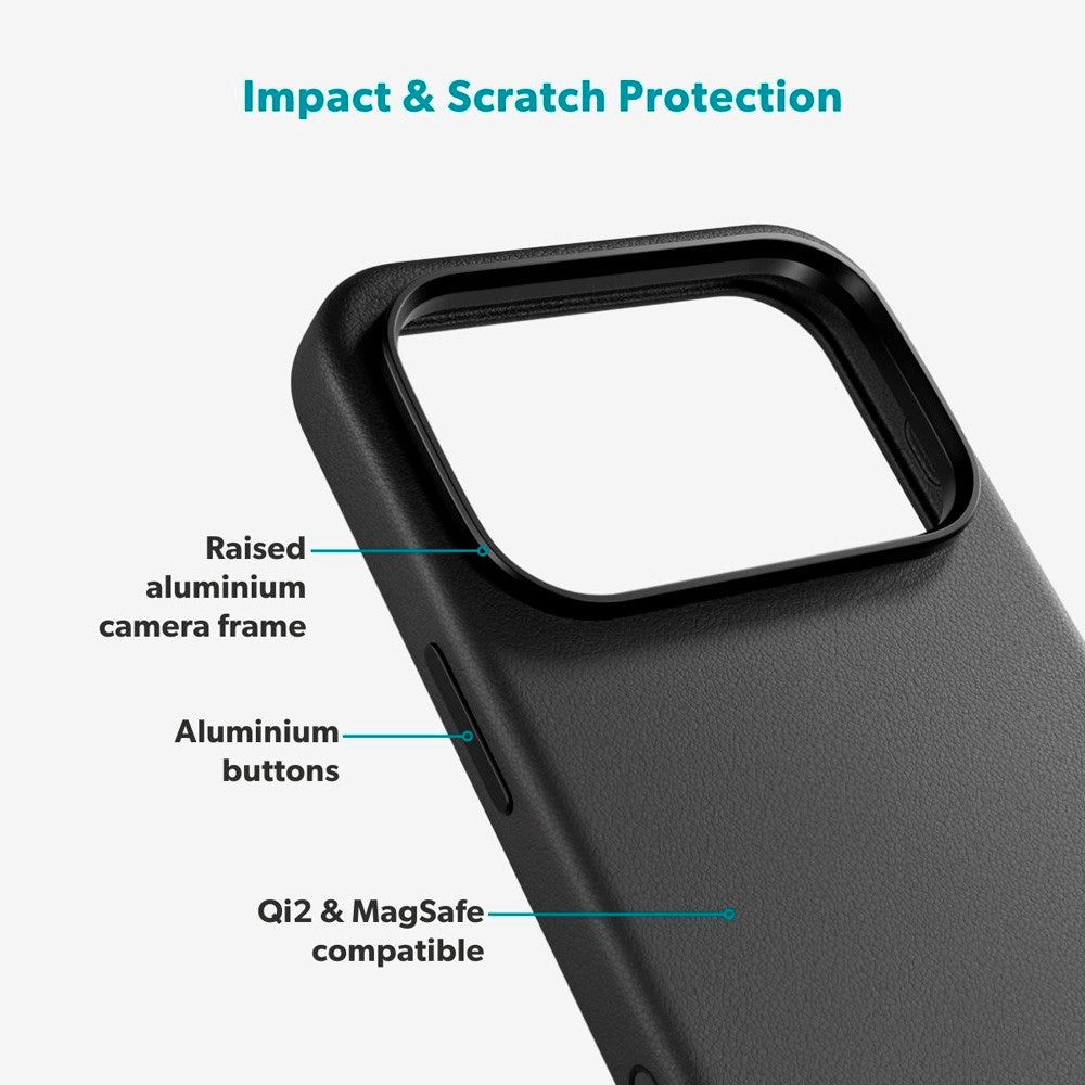 iPhone 17 Pro Epico Leather Pro Mag+ Deksel - MagSafe Kompatibel - Svart