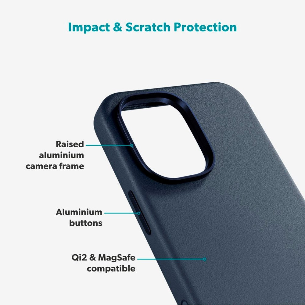 iPhone 17 Epico Leather Pro Mag+ Deksel - MagSafe Kompatibel - Blå