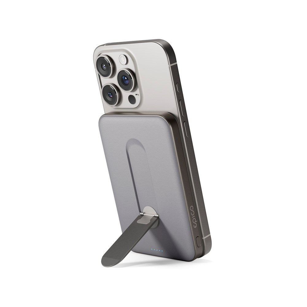 Epico UltraPack Qi2 Stand Alu Mag+ PowerBank 5000 mAh - MagSafe Kompatibel - Titanium