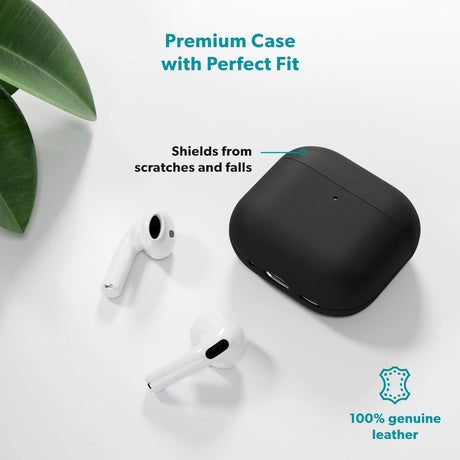 Apple AirPods Pro (3. gen.) Epico Ekte Skinn Deksel - Svart
