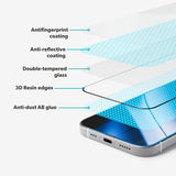 iPhone 17e / 16e / 14 / 13 / 13 Pro Epico AntiReflective Glass 3D Skjermbeskyttelsesglass m. Monteringsramme - Gjennomsiktig