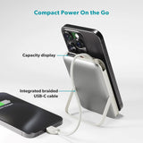 Epico UltraPack 22,5W Powerbank 10.000mAh med Uttrekkbar USB-C-Kabel – MagSafe / Qi2 Kompatibel - Grå