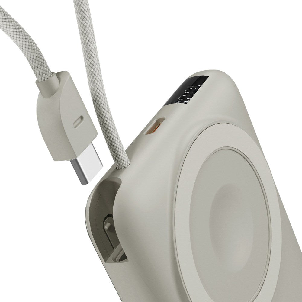 Epico UltraPack 22,5W Powerbank 10.000mAh med Uttrekkbar USB-C-Kabel – MagSafe / Qi2 Kompatibel - Grå