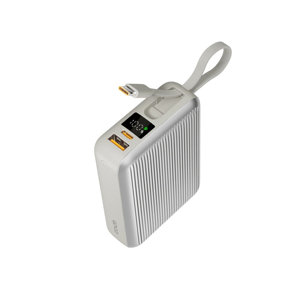 Epico UltraPack 45W Powerbank 20.000mAh med Uttrekkbar USB-C-Kabel – Grå