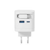 Epico UltraBoost 65W Vegglader m. USB-C / USB-A / Uttrekkbart USB-C Kabel – Hvit