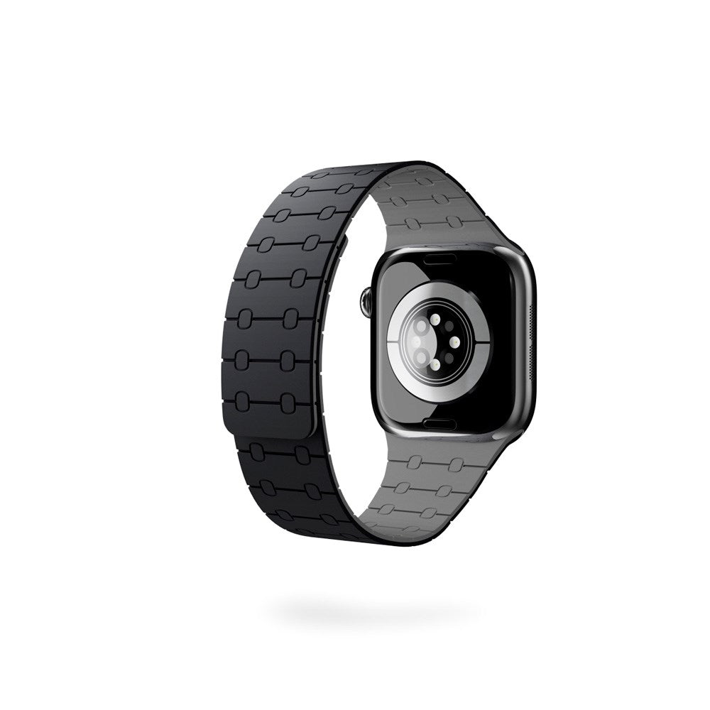 Apple Watch (38/40/SE/41/42) Epico Magnetic+ Silikone Klokkereim - Svart / Grå