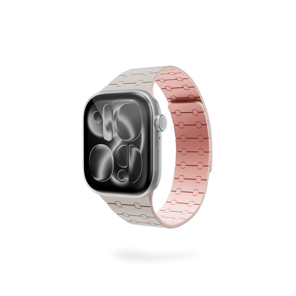 Apple Watch (38/40/SE/41/42) Epico Magnetic+ Silikone Klokkereim - Starlight / Rosa