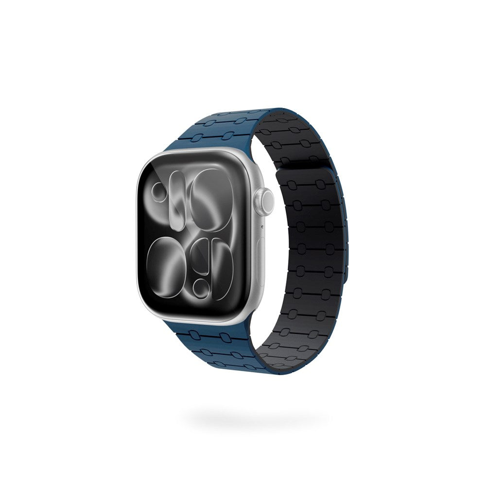 Apple Watch (42/44/SE/45/46/49) Epico Magnetic+ Silikone Klokkereim - Blå / Svart