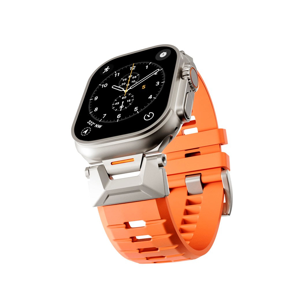 Apple Watch (42/44/SE/45/46/49) Epico Rubber Pro Klokkereim med Metallspenne - Oransje