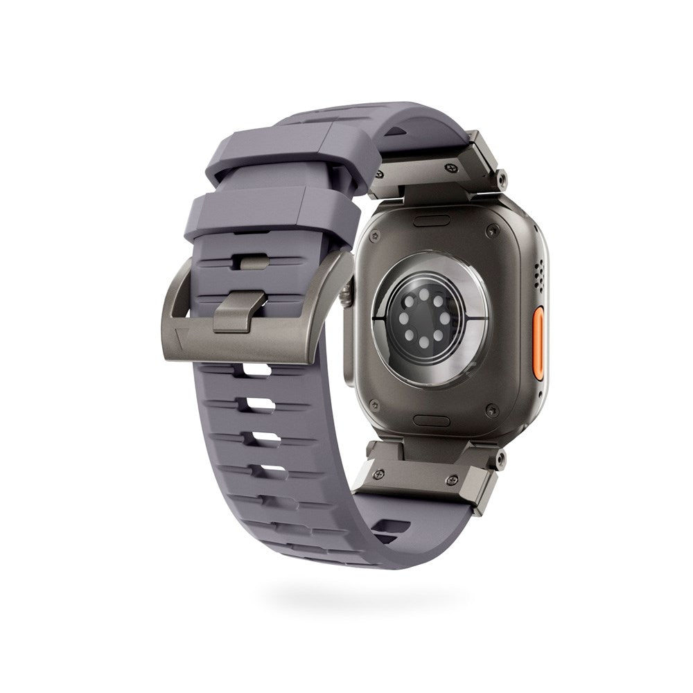 Apple Watch (42/44/SE/45/46/49) Epico Rubber Pro Klokkereim med Metallspenne - Grå