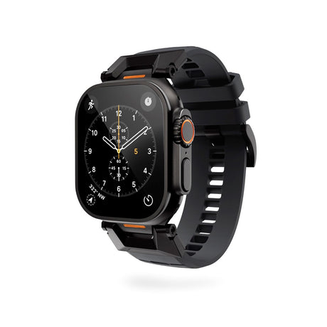 Apple Watch (42/44/SE/45/46/49) Epico Rubber Pro Klokkereim med Metallspenne - Svart