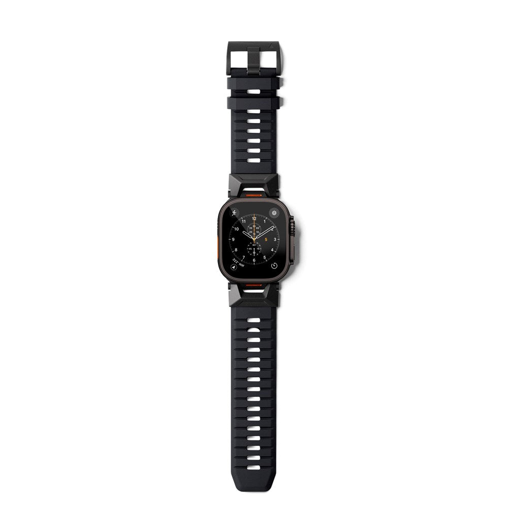 Apple Watch (42/44/SE/45/46/49) Epico Rubber Pro Klokkereim med Metallspenne - Svart