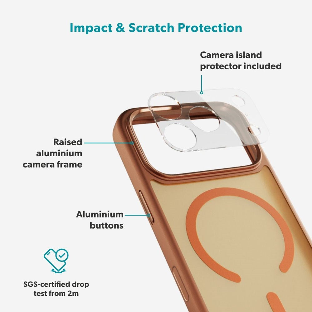 iPhone 17 Pro Epico HeroMatte Pro Mag+ Deksel m. Kamerabeskyttelse - MagSafe Kompatibel - Oransje