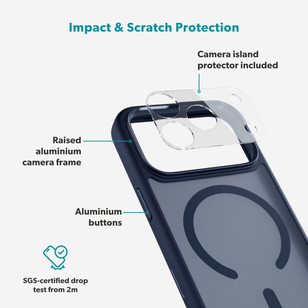iPhone 17 Pro Max Epico HeroMatte Pro Mag+ Deksel m. Kamerabeskyttelse - MagSafe Kompatibel - Blå