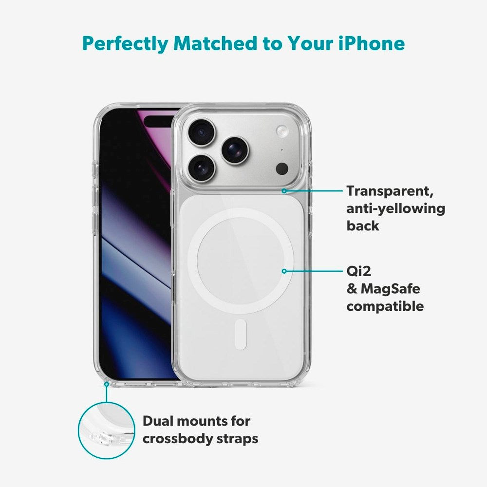 iPhone 17 Pro Epico Tile Mag+ Deksel - MagSafe Kompatibel - Gjennomsiktig / Hvit