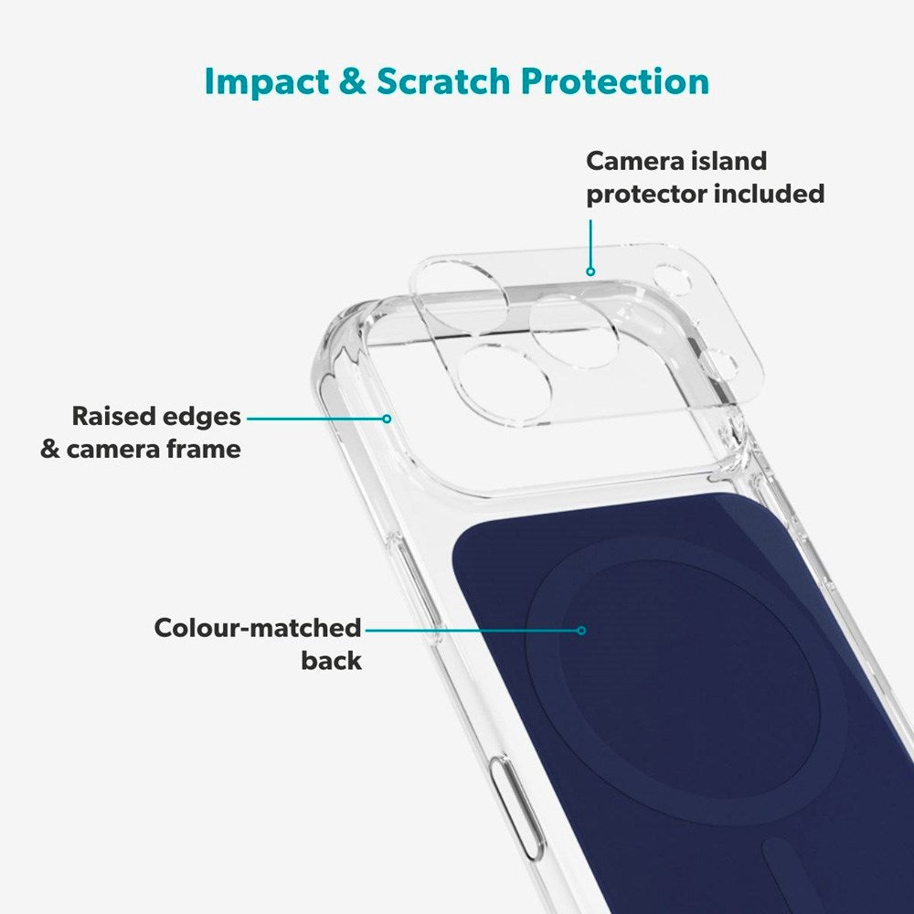 iPhone 17 Pro Epico Tile Mag+ Deksel - MagSafe Kompatibel - Gjennomsiktig / Blå
