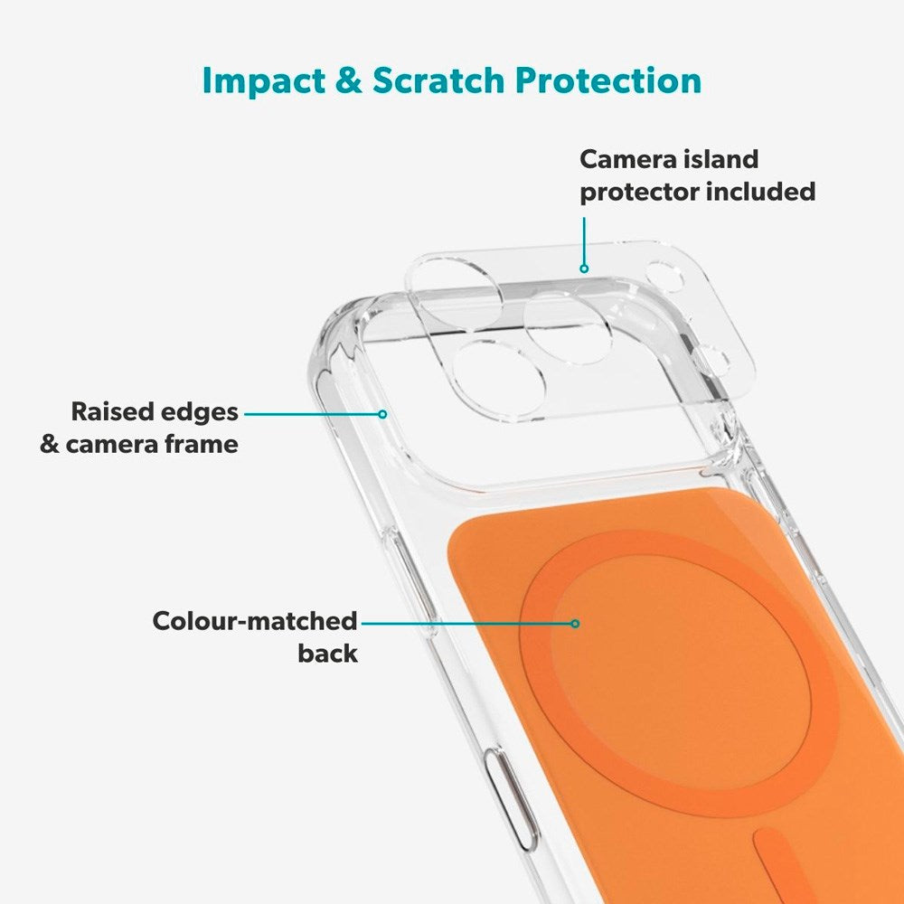 iPhone 17 Pro Epico Tile Mag+ Deksel - MagSafe Kompatibel - Gjennomsiktig / Oransje