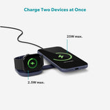 Epico UltraBase Kompakt Trådløs Lader 25W for Smarttelefon / Apple Watch - MagSafe / Qi2 Kompatibel - Mørkeblå